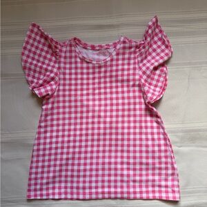 Crewcuts Pink and White Gingham Short Sleeve Tee